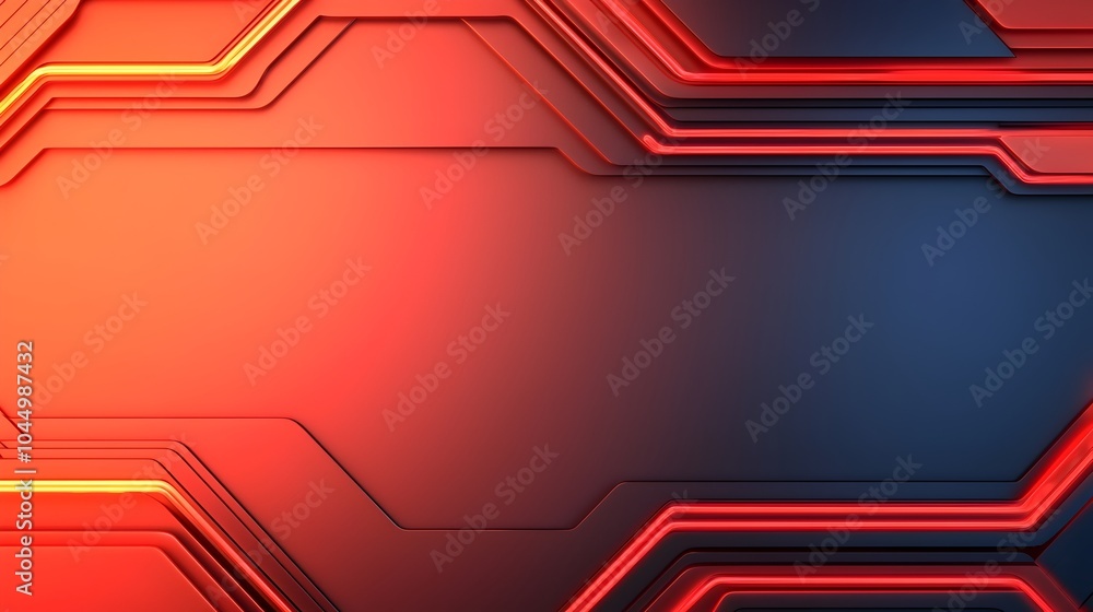Poster Mesmerizing abstract futuristic background featuring glowing neon lines dynamic geometric patterns and a blend of digital elements in a sleek high tech atmosphere