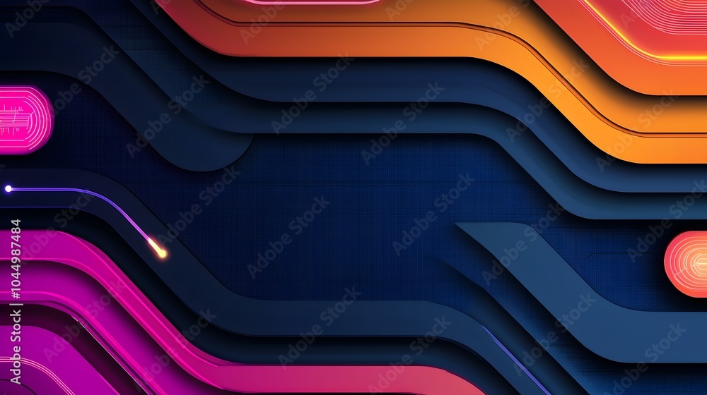 Poster Stunning futuristic abstract background featuring intricate circuit patterns metallic textures and sleek neon highlights representing advanced technological and digital design