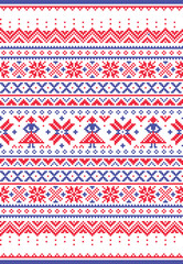 Sami folk art vector seamless pattern from Lapland winter traditional ornament, perfect for Christmas decorations
