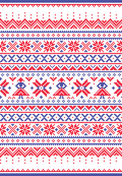 Sami folk art vector seamless pattern from Lapland winter traditional ornament, perfect for Christmas decorations