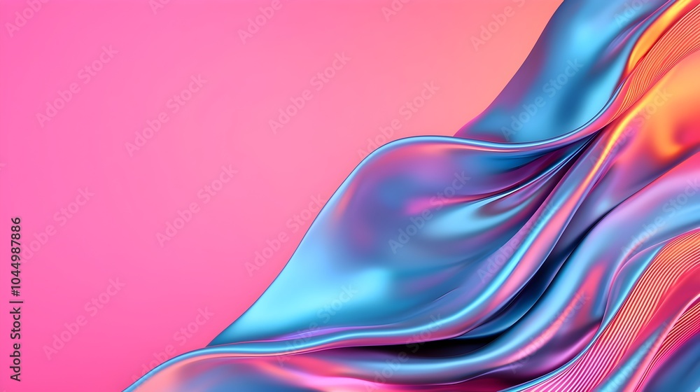 Leinwandbilder futuristic abstract background featuring 3d metallic structures glowing energy waves and vivid neon 