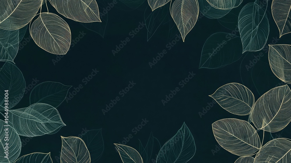 Poster minimalist abstract background with outline leaves design