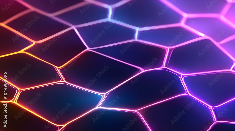 Poster Captivating digital abstract background featuring overlapping neon grids glowing light effects and futuristic sci fi inspired textures creating a visually striking and mesmerizing composition