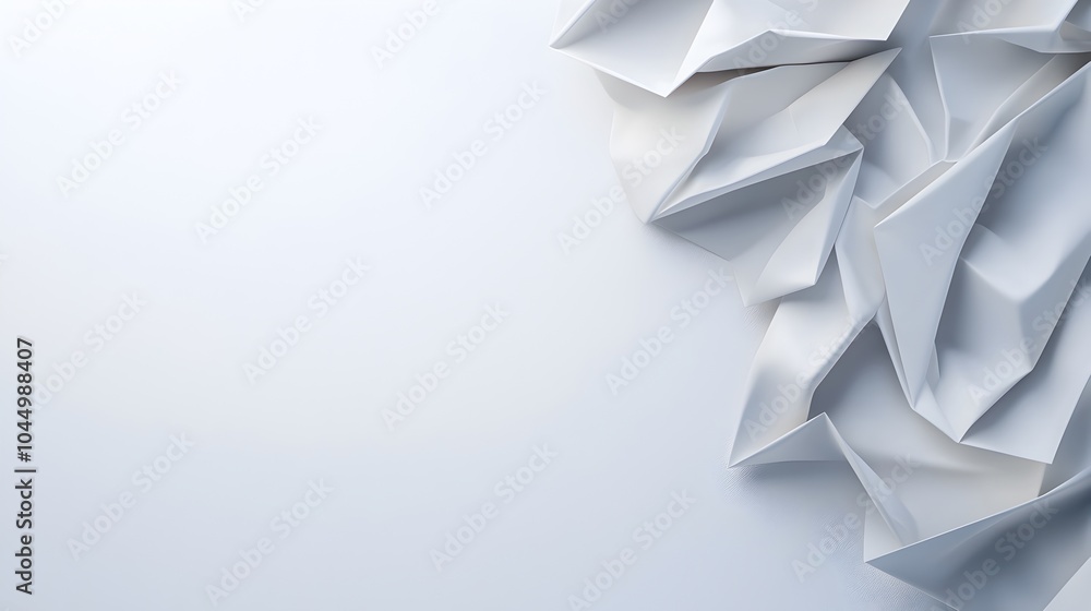 Poster Minimalist white background with futuristic design elements featuring floating geometric shapes and soft light blending creating a sleek and captivating sci fi aesthetic