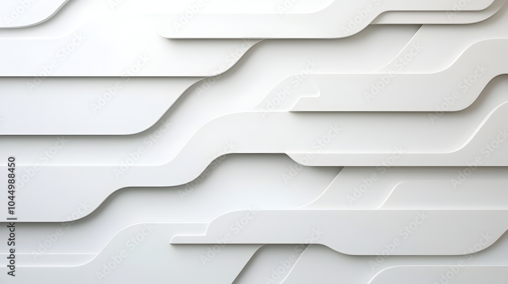 Poster Sleek and futuristic white surface with soft shadowed geometric patterns smooth metallic textures and a modern layout for an advanced digital feel  This abstract minimalist design creates a high tech