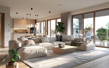 Modern interior japandi style design livingroom
