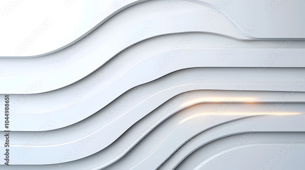 Poster Minimalist white futuristic background featuring overlapping panels glowing lines and smooth curves for a sleek modern and contemporary look  This digital or 3D render has a clean crisp