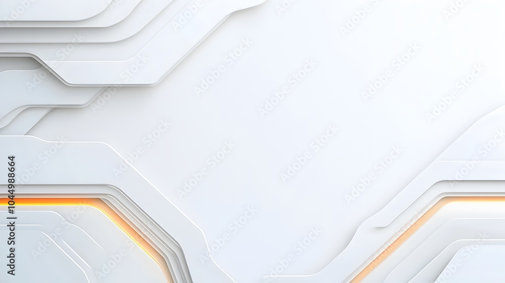 Fototapete Minimalist white futuristic background featuring overlapping panels glowing lines and smooth curves for a sleek modern and architectural look  This digital render showcases a clean elegant