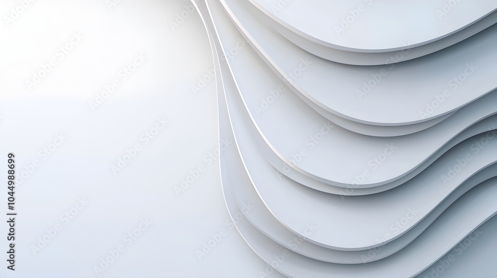 Poster Futuristic minimalist white background with seamless curved surfaces soft metallic reflections and clean minimalistic lines for a modern sleek and elegant appearance  Perfect for product showcases