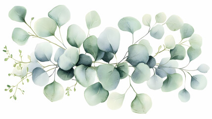 Watercolor Eucalyptus Illustration - Green Leaves