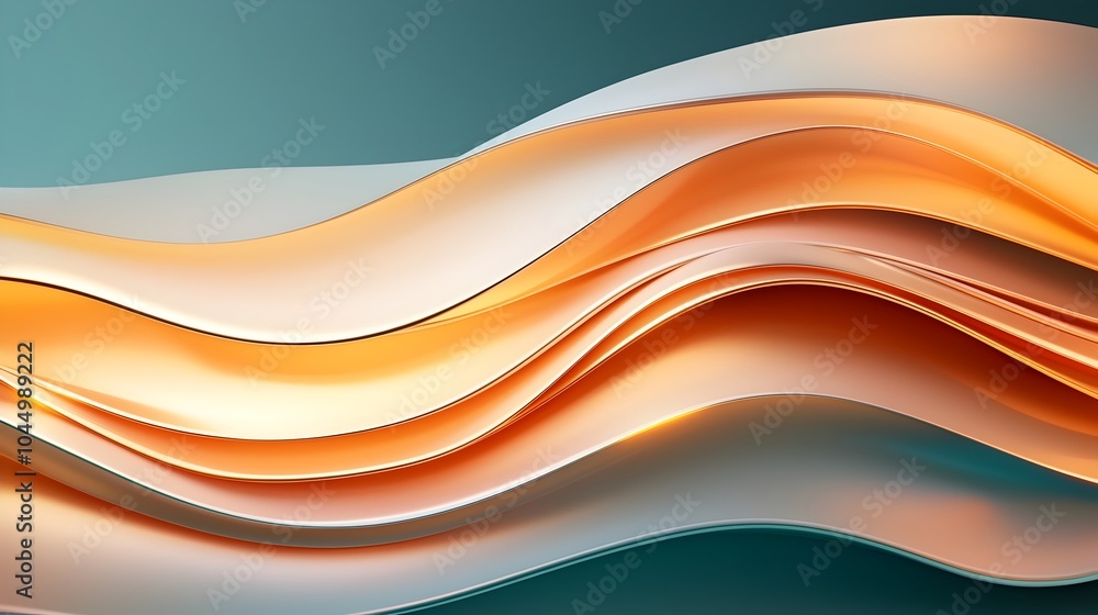 Poster Futuristic and mesmerizing abstract composition featuring wavy glowing glass shapes in layers with smooth flowing patterns and highlights  A modern digital artwork with a creative dynamic