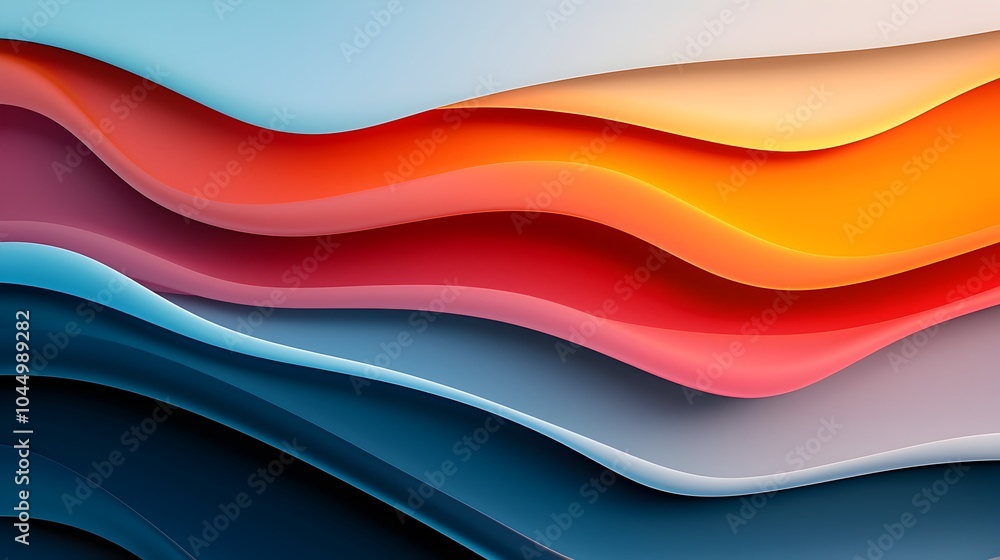 Poster Mesmerizing futuristic abstract digital art featuring wavy glowing glass like shapes with layers and smooth flowing patterns in a modern dynamic compositional design