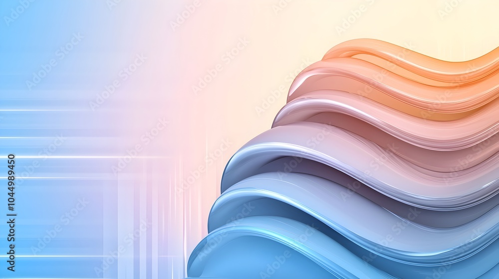 Poster captivating wavy glass shapes in a futuristic glowing backdrop smooth textured curves set against a 