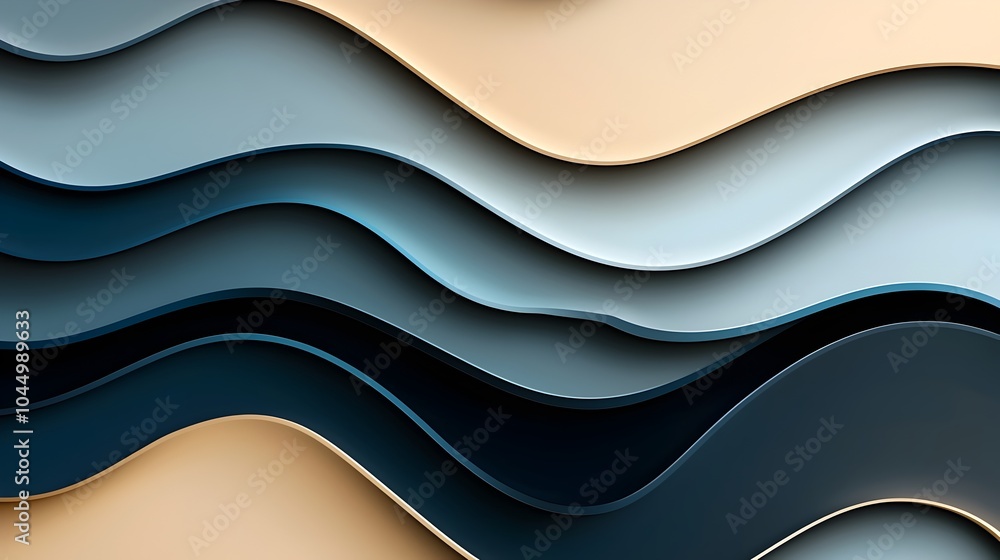 Poster Captivating abstract background with wavy transparent glass shapes soft light reflections and flowing curves creating a sleek futuristic and visually striking composition
