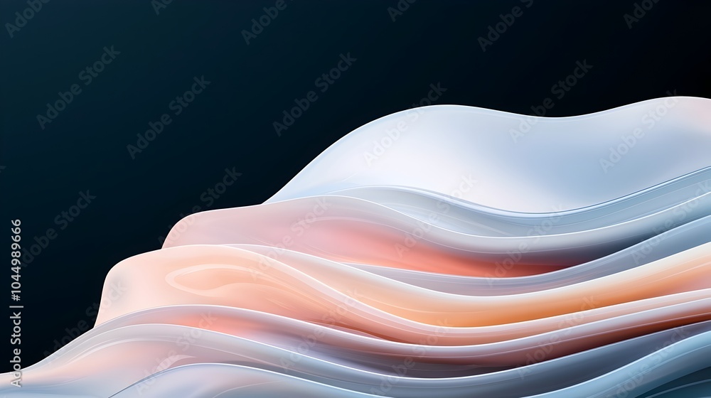Poster Captivating wavy glass shapes and transparent layers blending together to form a mesmerizing futuristic abstract design with modern style and sleek fluid curves
