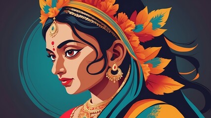 Naklejka premium Elegant Portrait of Indian Woman in Traditional Attire