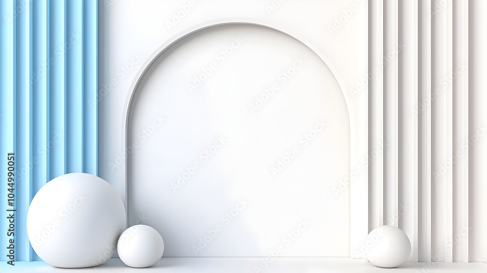 Poster Futuristic abstract backdrop featuring minimalist panels soft light gradients and floating geometric shapes in a contemporary digital and visually striking composition with a clean serene