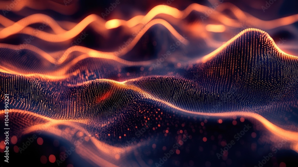 Poster futuristic point wave technology background with dynamic waves and artificial intelligence concept