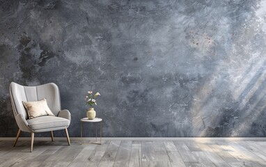 Retro style in beautiful living room interior with grey