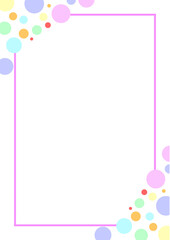 pink border frame with color pastel balloons