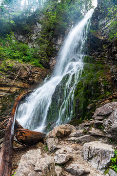 Rohacsky vodopad waterfall in Western Tatras mountains in Slovakia