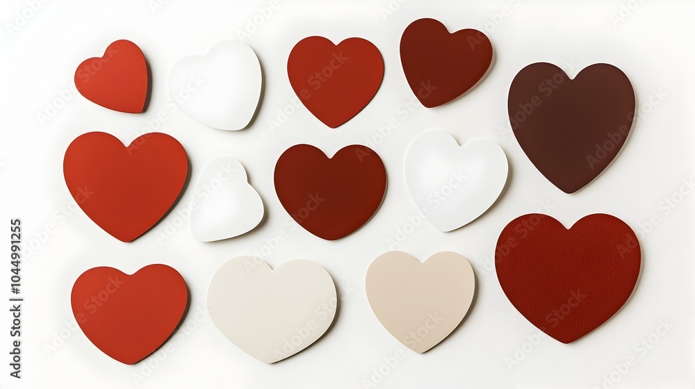 Leinwandbilder assorted red heart sticker collection featuring a variety of stylized shapes and finishes isolated o