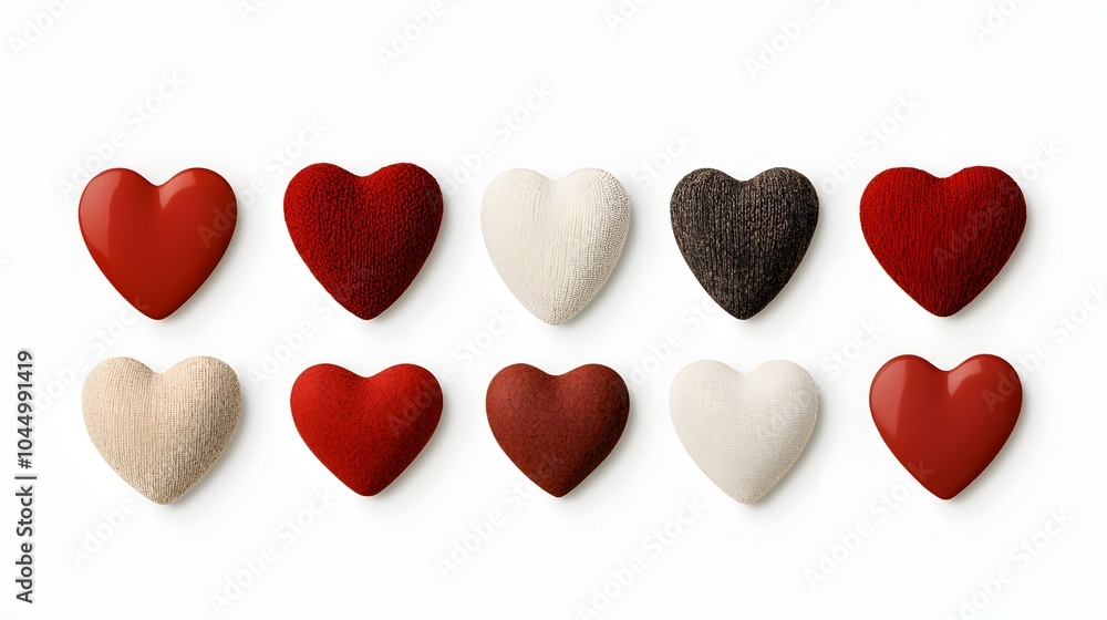 Leinwandbilder diverse collection of fashionable red heart shaped stickers with unique designs glossy textures and 