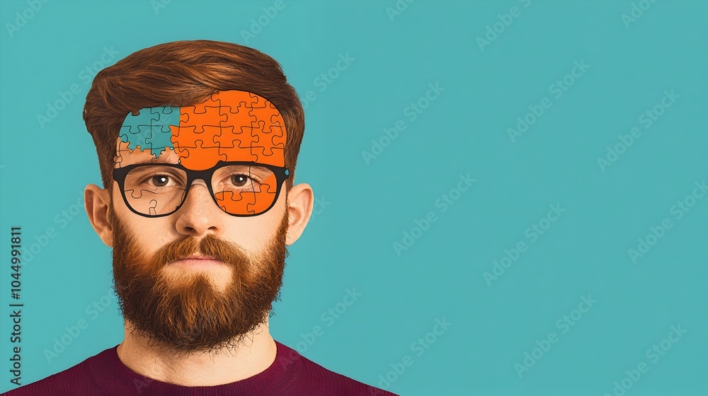 Poster generative ai crafted human head puzzle with missing pieces symbolizing the mental health struggles 