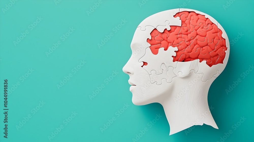 Aufkleber fragmented mind an conceptual puzzle symbolizing mental health challenges and the journey towards he