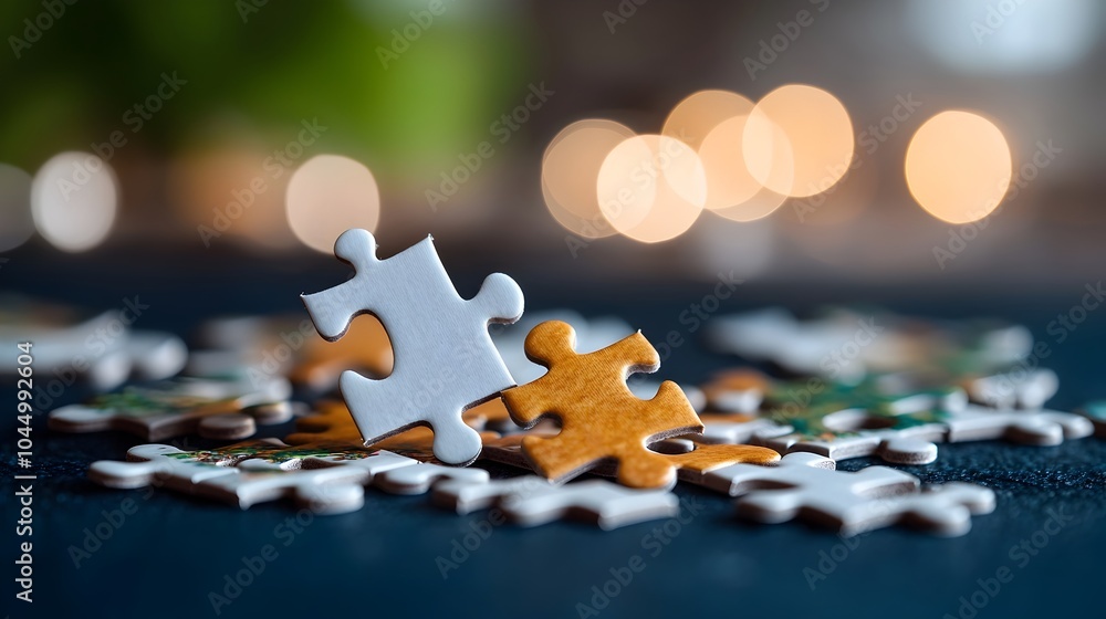 Poster incomplete puzzle with missing pieces revealing an intricate and vibrant design underneath the soft 