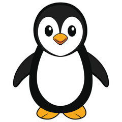 Obraz premium Simple happy penguin. Cute penguin vector illustration