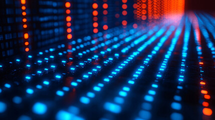 Digital binary code matrix background - 3D rendering of a scientific technology data binary code network conveying connectivity, complexity and data flood of modern digital age
