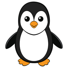 Obraz premium Simple happy penguin. Cute penguin vector illustration