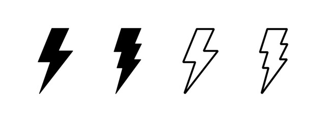 Lightning strike icon. Thunder bolt symbol. Thunderstorm flash vector illustration. High voltage sign. Electric energy and power pictogram. Charge glyph. Speed concept.
