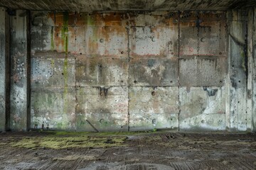  Photo of Old grey concrete bunker wall. Background texture for backdrops or mapping