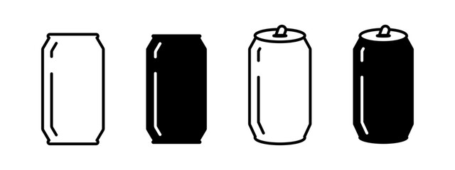 Beer can icon. Soda can symbol. Sparkling water tin vector illustration. Beverage aluminum container sign. Cola drink can pictogram. Recyclable metal container concept.