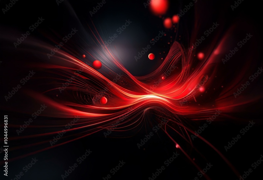 Aufkleber abstract red glowing lines and orbs against a black background.