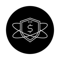 Risk Management Icon – Shield Protecting a Dollar Sign, Representing Safeguarding Finances