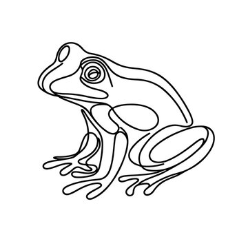 recommend clip art: frog as a logo icon one line art outline cartoon black and white illustration, coloring page, white transparent background