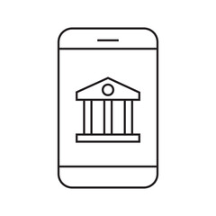 Mobile Bank icon. Vector illustration style is flat iconic symbol, black color, transparent background.