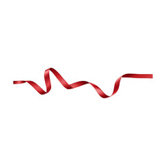 Red ribbon curly roll satin bow on transparent background PNG Generative AI