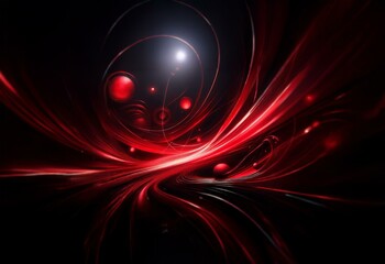 Abstract swirling red lines in a dark background with a glow.
