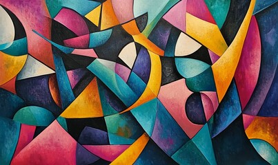 Fototapeta premium Abstract geometric painting with vibrant colors.