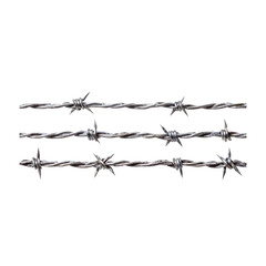 Triple barbed wire on transparent background PNG Generative AI
