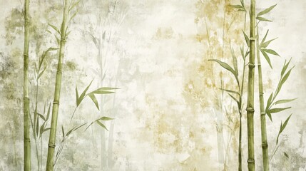 Obraz premium Delicate bamboo stalks merging into a lightly textured grunge backdrop for serene wallpaper