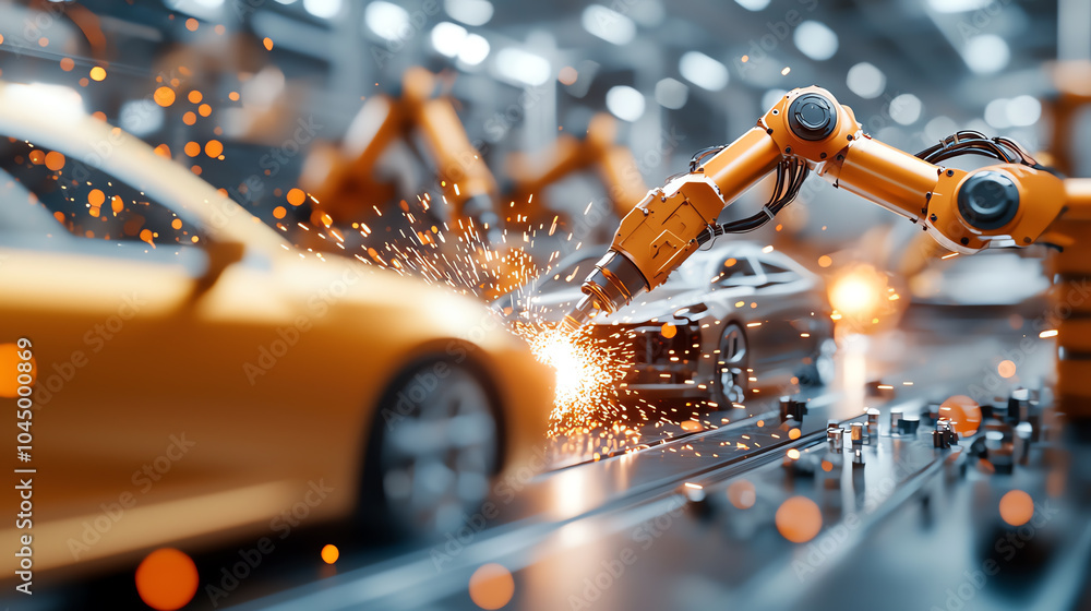 Poster automated manufacturing the future of car production with robotics and precision engineering