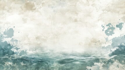 Soft watercolor waves in blue and green lapping against a grunge backdrop for calm wallpaper