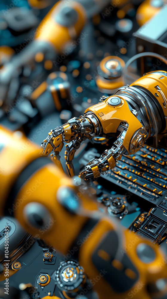 Poster exploring the intricacies of robotic mechanics a close-up on advanced technology and engineering inn