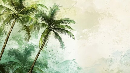 Palm trees swaying on the beach blending into a textured background wallpaper