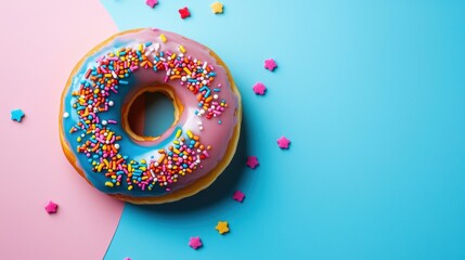 Glossy 3D Doughnut with Colorful Sprinkles